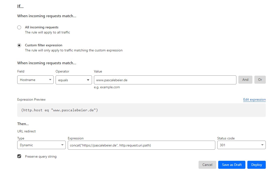 Cloudflare www zu ohne www weiterleiten - und andersherum